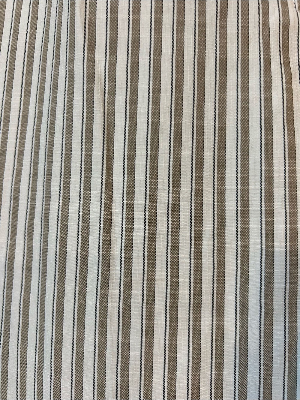Max Studio Beige and White Striped Short-Sleeve Button-Down Top - Picture 4 of 9